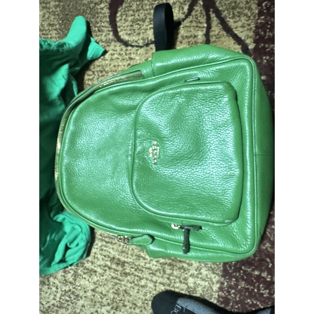 AUTHENTIC Coach Court Backpack Green Pebbled Leather Women's Medium Bag